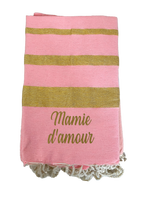 Fouta Mamie d'amour (couleur rose et or)