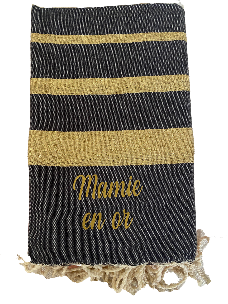 Fouta Mamie en Or (couleur noir et or)