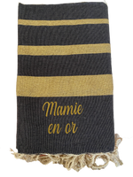 Fouta Mamie en Or (couleur noir et or)