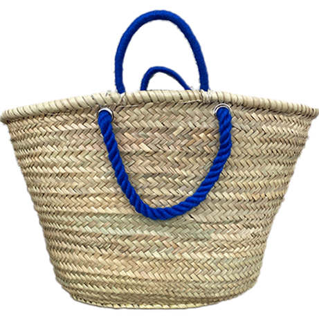 Panier a personnaliser  avec anses cordes (couleur bleu)
