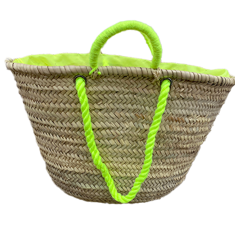 Panier a personnaliser  avec anses cordes (couleur jaune)