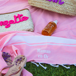 Fouta Mamie d'amour (couleur rose et or)